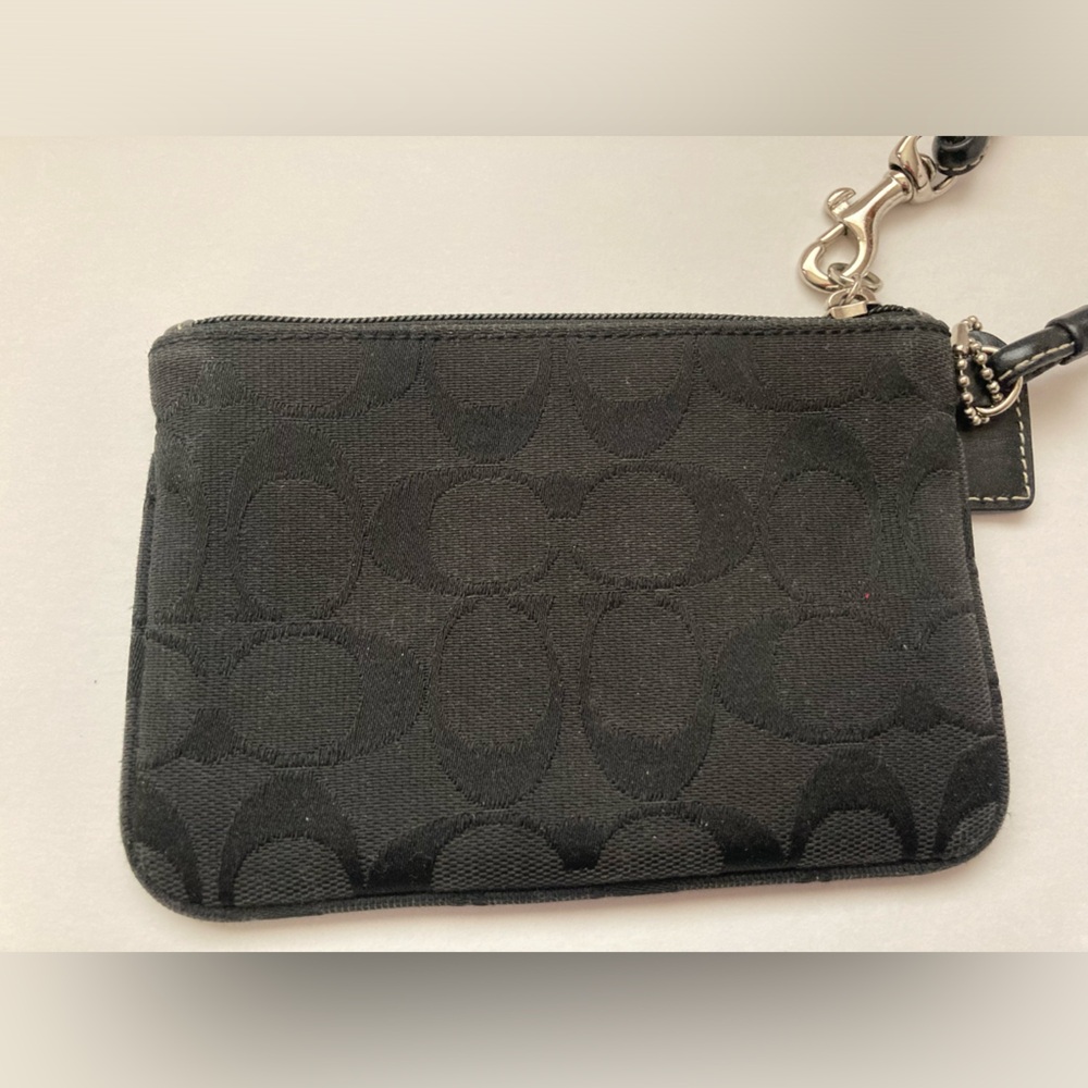Coach Signature C Black Logo Canvas Wristlet - Picture 4 of 9